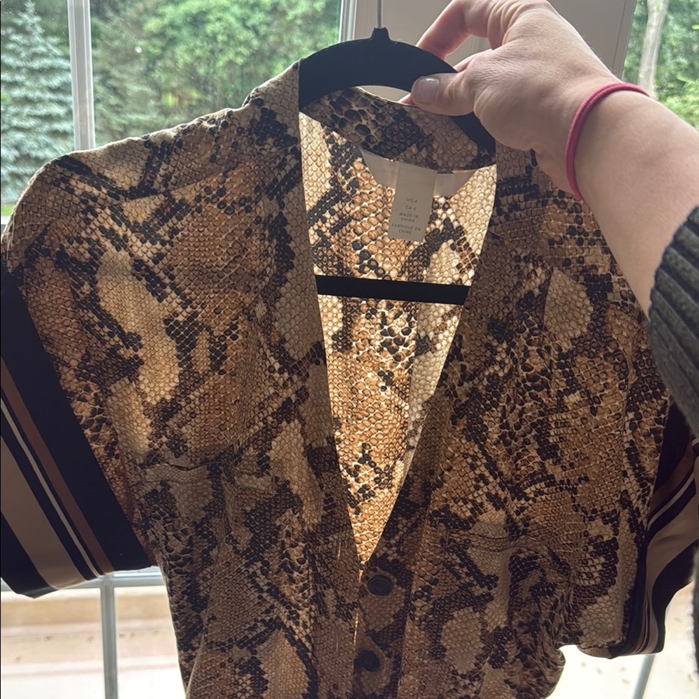 H&M Brown Snake Print Blouse